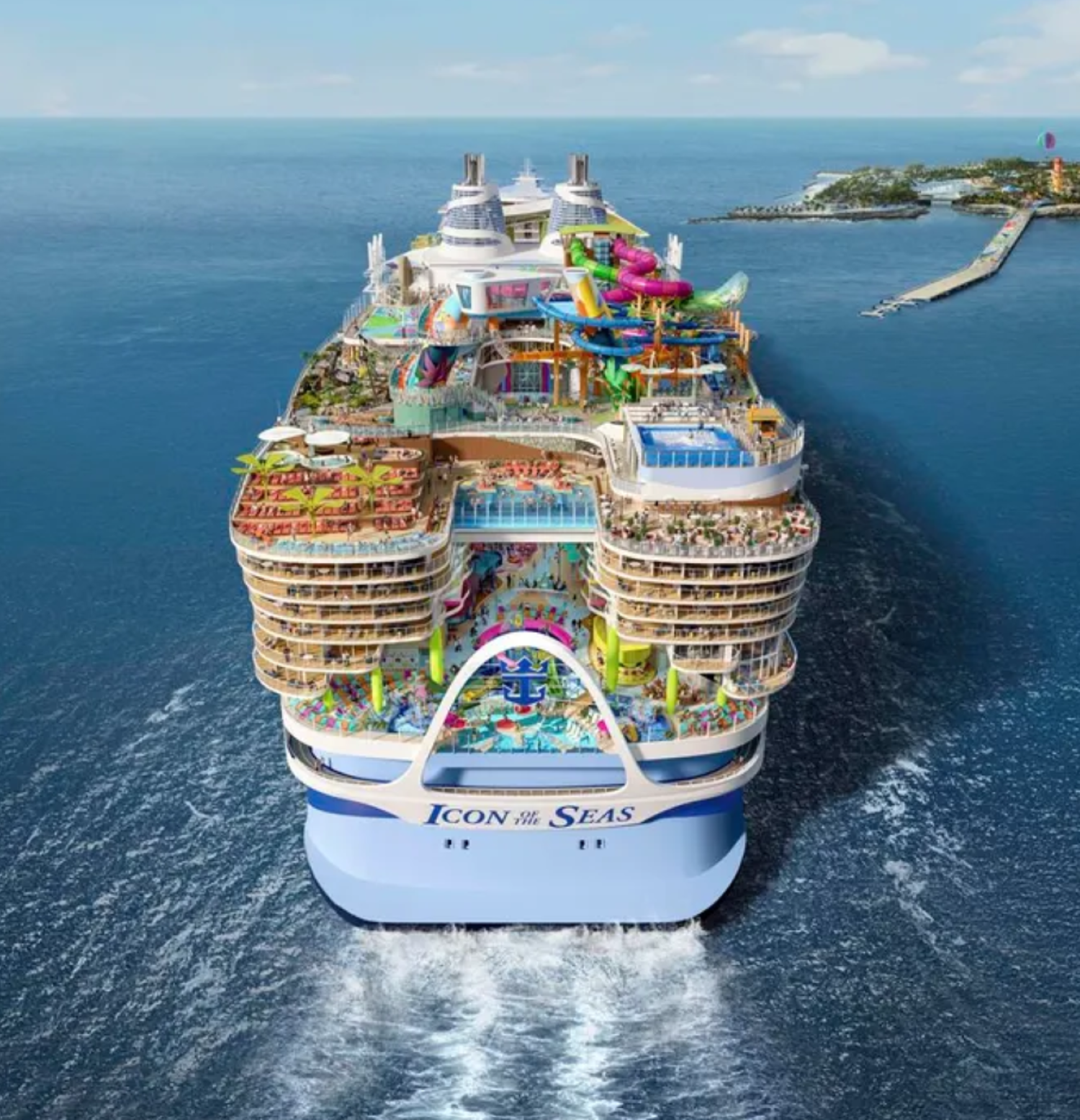 RCL Icon of the seas sailing to Coco Cay